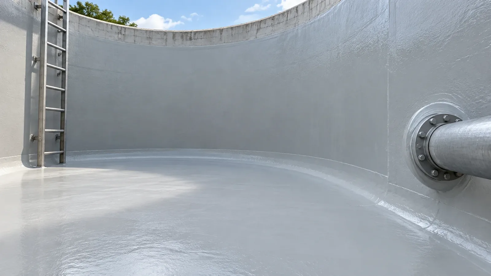 Revestimiento impermeable de un depósito de agua de hormigón